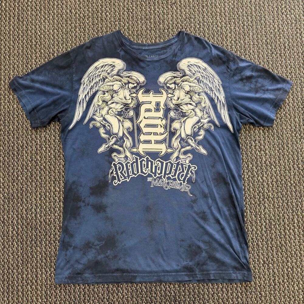 Red Chapter Mark Palmer "Faith" Angel Mens Blue Graphic Cotton USA Shirt Sz 2XL